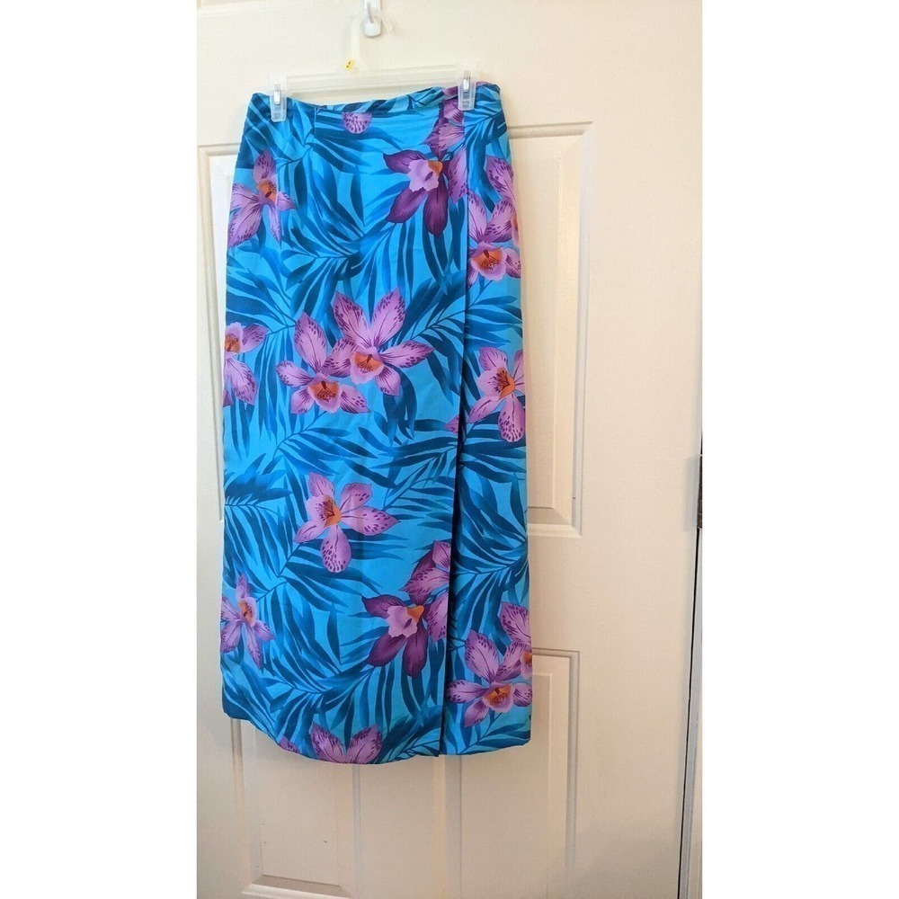 Worthington Sz 8 Wrap Skirt Long 100% Silk Tropical Hawaiian Vintage JCPenny - Picture 2 of 12